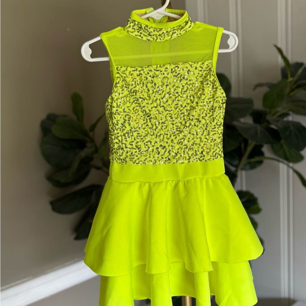 Weissman Girls Dance Tutu Costume Yellow Sequin Recital Dress 7/8